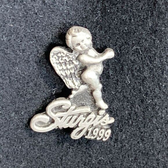Vintage 1999 Sturgis Angel Pin Silver Tone Motorcycle Rally Collectible - Picture 1 of 7